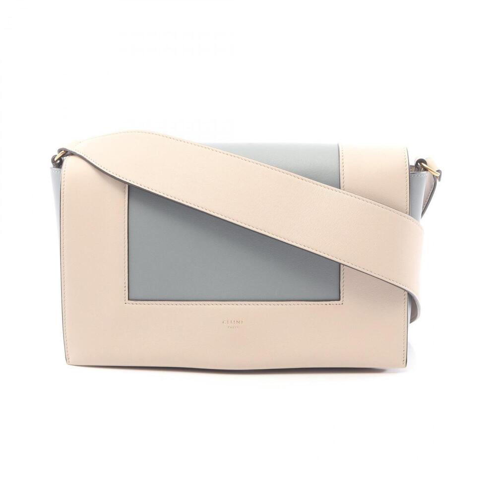 Celine Frame Medium Shoulder Bag/Handbag, Leather, Women's, Beige/Blue